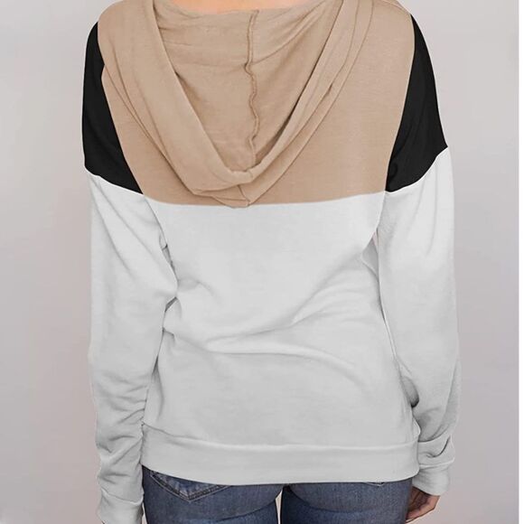 Hilltichu Womens Color Block Hoodies Casual Long Sleeve Pullover Drawstr Size Xl - Picture 4 of 6